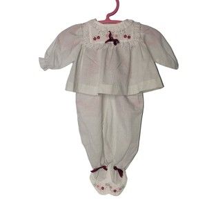 VINTAGE Baby Togs White Footed PJ Pajamas 6-9 Months